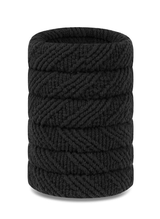 جادمكيندز ربطات شعر سميكة غير ملحومة من GADIEMKENSD، ربطة شعر مرنة لا تسبب تلف الشعر، حامل ذيل حصان للنساء والفتيات، إكسسوارات شعر بدون ألم (أسود) 6 قطع - Image 1